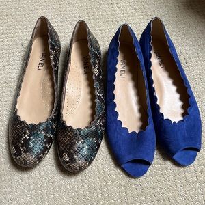 LOT OF 2 - Van Eli ballet flats with scalloped edge detail. SZ 8